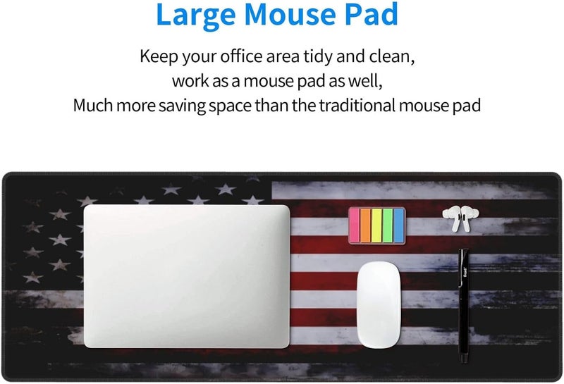 Brecoy Gaming Mouse Pad American Flag Mouse Mat Non-Slip Rubber Carpet Pad for Computer Keyboard & Gaming Accessories 31.5×11.8 Inches - Image 5